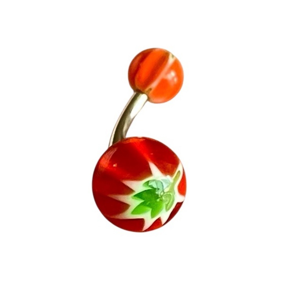 Clear Red Leaf Belly Button Ring 🍃❤️✨